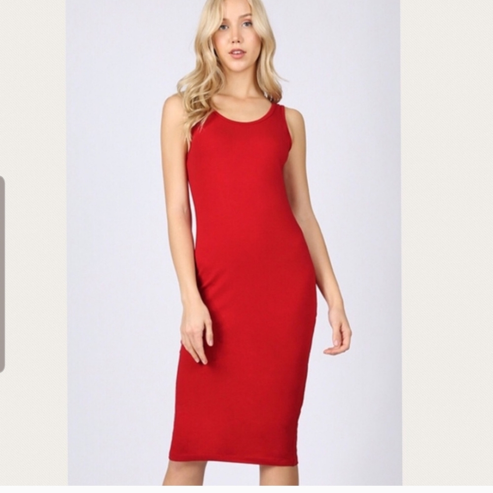 Premium cotton sleeveless mididress